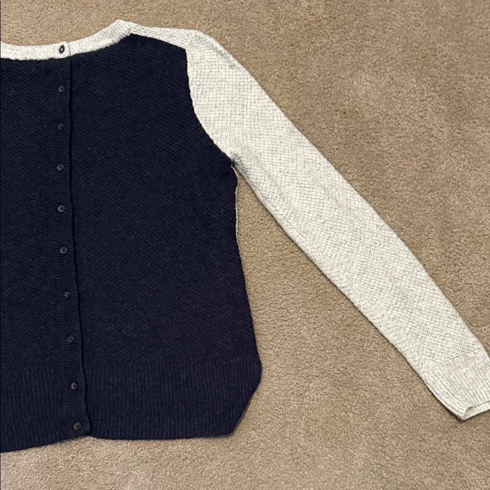 Madewell Light Gray and Navy Crew Neck Sweater - Picture 8 of 8